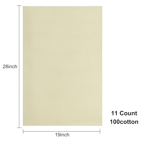 Image of Aida Cloth 11 Count Cross Stitch Fabric,19x28inch (11CT,Off White)