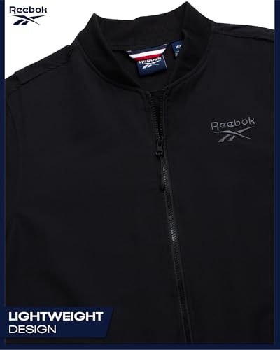 Image of Reebok Mens Rain Jacket - Full Zip Up Lightweight Water Resistant Windbreaker Soft Shell Collar Rain Coat for Men (S-XL)