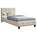 CARO-Möbel Polsterbett Ohio Bettgestell 90 x 200 cm Einzelbett Designbett inklusive Lattenrost Textilbezug in beige