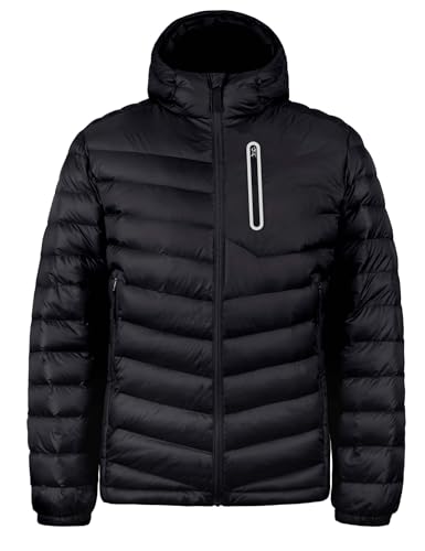 Bakery Men's Down Jacket Hooded Packable Down Puffer Jacket Lightweight Water-Resistant Insulated Down Jacket