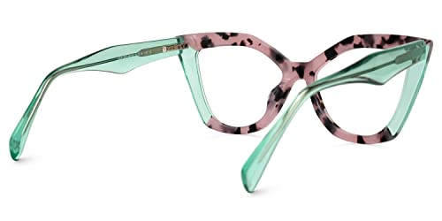 Image of Zeelool Stylish Acetate Cat Eye Glasses Frame with Non-prescription Clear Lens Women Oversized Eyewear Spitler ZJGA100148