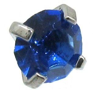 316L Surgical Steel Internally Threaded Prong Set Round Gem Dermal Top Anchor 14g