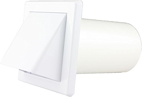 Rejilla de ventilación, con brida, diámetro de 100 mm y tapa de cierre automático, plástico ASA, color blanco