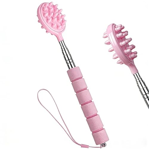 Image of WOVTE Back Scratcher for Women, Extendable Pink Back Scratcher with Double Sided Head, Stocking Stuffers Mothers Day Gifts Christmas Birthday Gifts for Women Mom
