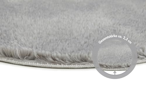 andiamo Badematte rutschfest Florida - Badezimmerteppich weich und flauschig - Badteppich rutschfest waschbar Duschvorleger Badvorleger für Badezimmer 60 cm rund grau