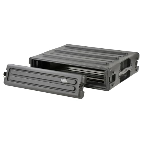 Image of SKB 2U Roto Rack Case - Durable Polyethylene Gear Protector, Stackable, Waterproof with Twist Latches & Rubber Feet for Musicians, Black
