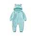 Children's Boys and Girls Outfit Loose Fleece Coat Bear Hooded Fashion Romper 2025 Winter Long Sleeve Jumpsuit Light Blue