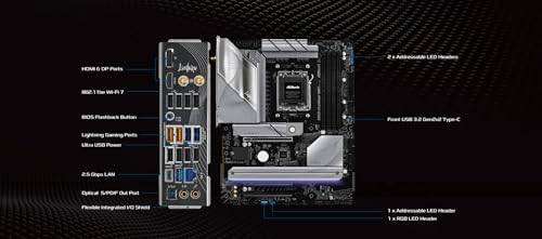 Image of ASRock AMD B850 LiveMixer WiFi 7 Socket AM5 Ryzen 9000 /8000 /7000 Series DDR5 8000+ (OC) MHz 256GB ATX Motherboard M.2 SATA3 6.0 Gb /s PCIe 5.0 BIOS Flashback 1 HDMI 1 DisplayPort