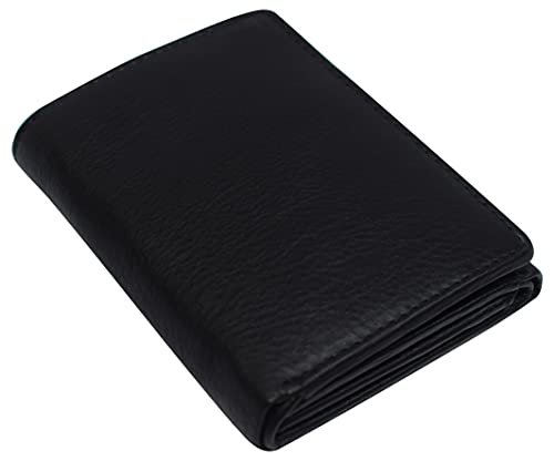 100% Leather Tri-fold Mens Wallet Black #9611072
