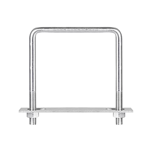 Image of uxcell Square U-Bolts, 113mm(4.45 inch) Inner Width 135mm Length M10 304 Stainless Steel U Clamp Bolt with Nuts and Plates, for Boat Trailer