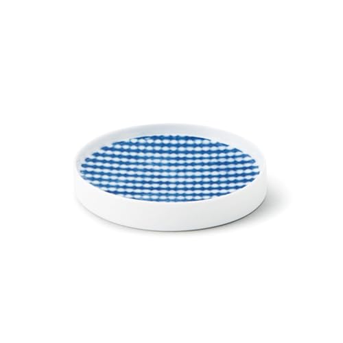 Mino Ware 78-080-129 Miyama Miyama Sebai Lid Saucer Condiment Dish, Small Plate, Diameter Approx. 3.5 x 0.5 inches (9 x 1.4 cm), Blue, Tie Dye Pattern, Microwave and Dishwasher Safe, Made in Japan