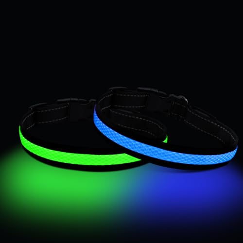 2 Pack LED Dog Collar, Light Up Dog Collar Glow in The Dark, Nigh...