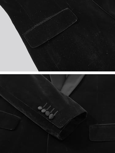 Men's 2 Piece Velvet Suit One Button Slim Fit Formal Wedding Prom Tuxedo Blazer Pants with Navy Floral Bow Tie Set4