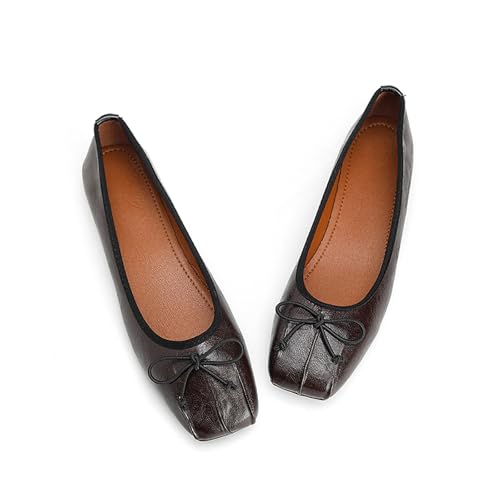 Comfortable Walking Flats for Women Closed Square Toe Bow Ballet Flats Dressy Casual Slip On Dress Shoes3