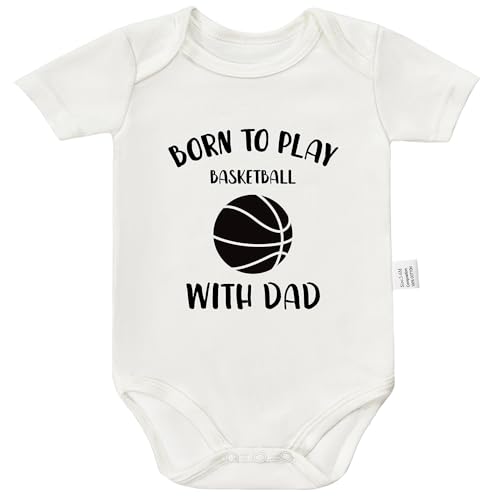 Image of Cviwsluad Born to Play Basketball with Dad Baby Bodysuit, Gender Neutral Infant Clothes, Boys Girls Short Sleeve Jumpsuits