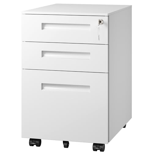 Image of DEVAISE 3 Drawer File Cabinet with Lock, Fully Assembled Except Casters