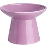 KITCHENLESTAR 6.2 Inch Extra Wide Elevated Ceramic Cat Bowls, Food and Water Bowl Set for Elder Big Cats Small Dogs, Raised Design for Pet Easy Eating, Protect Cat's Spine Set of 1(Dark Purple)