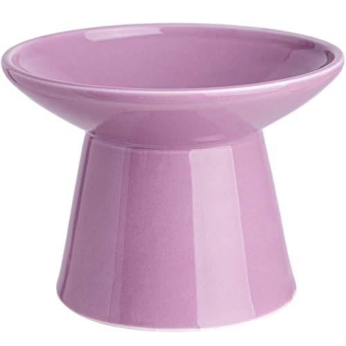 KITCHENLESTAR 6.2 Inch Extra Wide Elevated Ceramic Cat Bowls, Food and Water Bowl Set for Elder Big Cats Small Dogs, Raised Design for Pet Easy Eating, Protect Cat's Spine Set of 1(Dark Purple)