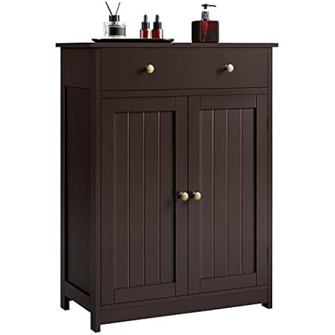 Yaheetech Bathroom Storage Cabinet with Drawer and Double Doors Cover