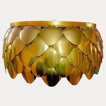 Image of Crown Lighting Crystal Jhumar in, Round Shaped Gold Finished Pandent /Hanging Chandelier Celling Light with Free Bulb Included (Medium) (Pineapple, 400MM)