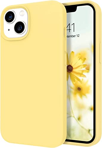 Image of MIDOS Back Cover Compatable with iPhone 13 Liquid Silicone Case Full Protection Shock Proof Back Cover for iPhone 13 (Yellow)