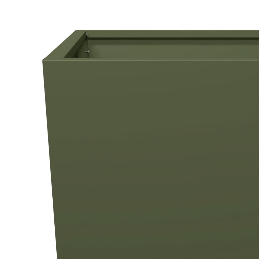 Générique Fioriere in acciaio, 2 pezzi, verde oliva, 35 x 35 x 75 cm | Senza fori di drenaggio, antiruggine, antierbacce, per balcone patio