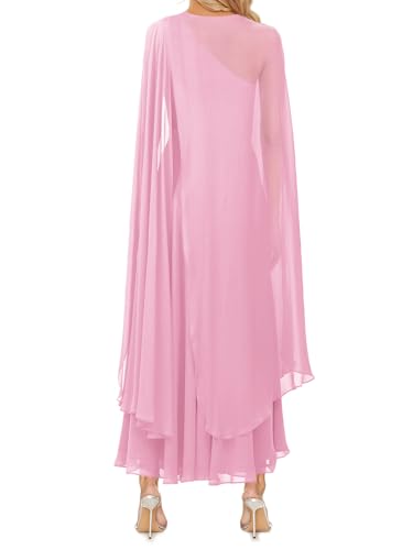 Image of Aisbei Women's Elegant One Shoulder A Line Flowy Maxi Dress Evening Gowns Party Formal Wedding Guest Dresses with Cape