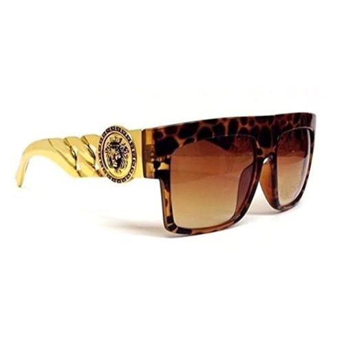 Flat Top Gold Chain Link Hip Hop Rapper Aviator Celebrity Sunglasses3
