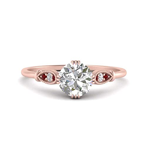 Image of Choose Your Gemstone Delicate Round Cathedral Engagement Ring Rose Gold Plated Round Shape Petite Engagement Rings Minimal Modern Design Birthday Gift Wedding Gift US Size 4 to 12
