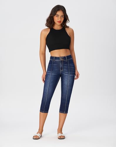roswear Women’s Capri Pants Trendy Mid Rise Skinny Stretchy Front Seam Denim Jeans2