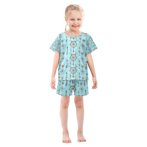 senya Antler-shaped Dreamcatcher Summer Pajamas Set Short Cotton Sleepwear 2 Piece3