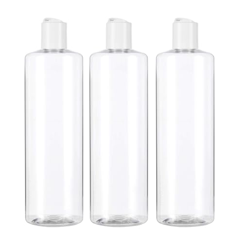 Botella Transparente de plastico Pet 500 ml con tapón de Disco Blanco rellenable para Gel, champú, colonias, lociones, Gel hidroalcoholico (3)