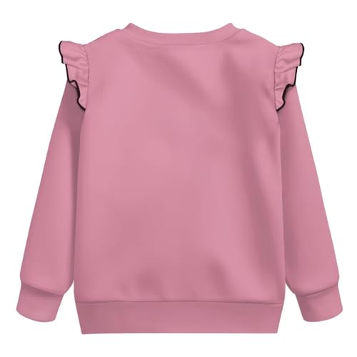 Casual Round Neck Sweatshirt for Toddler Girls 3-8 Loose Comfortable Fall Winter Sports Tops with Ruffle Sleeves2