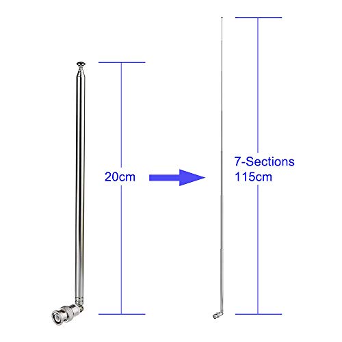 Bingfu Police Radio Scanner Antenna 20-1300Mhz 7 Sections Telescopic Bnc Male Antenna Ham Radio Handheld Cb Radio Antenna For Uniden Whistler Police Radio Scanner Two Way Radio Frequency Counter #TOP1
