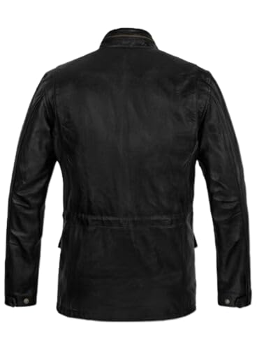 Men's Military M-65 Black Leather Jacket 100% Real Lambskin Leather Moto Biker Jacket2