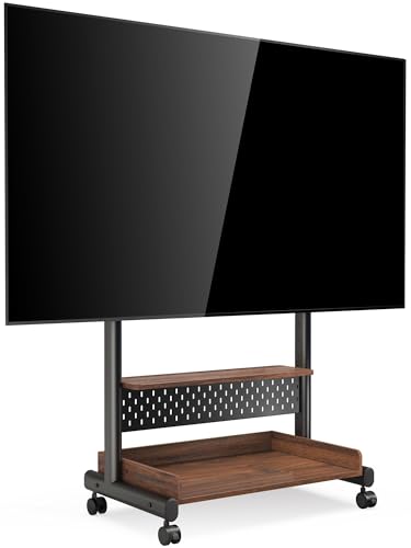 FITUEYES Support TV roulettes pour Téléviseurs de 40 à 85 Pouces,Meuble TV avec Support 6 Réglages en Hauteur jusqu'à 60 kg Max. VESA 600x400 mm