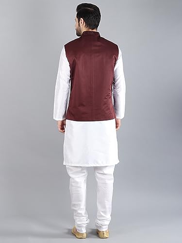 Image of Uri and MacKenzie Men's Silk Blend Kurta Pajama with Designer Ethnic Nehru Jacket /Modi Jacket