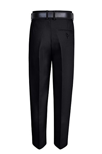 S.H. Churchill & Co. Boy's Comfort Waist Dress Pants and Belt - Black, 122
