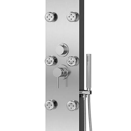 Pulse Showerspas 1042-Ssb-1.8Gpm Monterey Showerspa Panel With 8" Rain Showerhead, 6 Body Spray Jets, Hand Shower And Tub Spout, Brushed Stainless Steel With Brushed Nickel Fixtures, 1.8 Gpm #TOP2