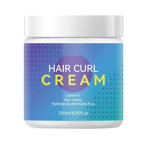 Crema para el cabello rizado: acondicionador de peinado de control de frizz de 250 ml para hinchables, definidos, definición con fórmula hidratante, cuidado del cabello para el hogar,