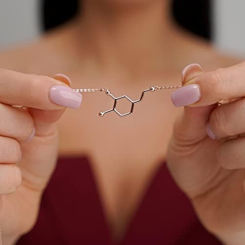 Dopamine Molecule Necklace - 14 K Rose Gold Plated 925 Sterling Silver Jewelry for Happiness & Positive Vibes3