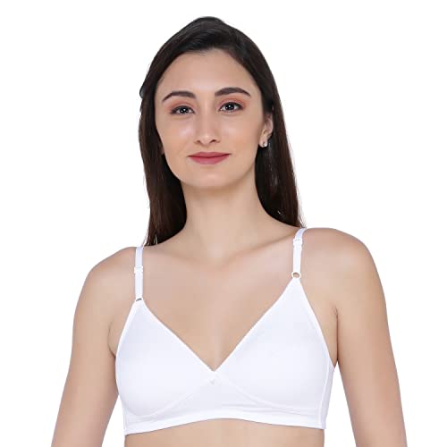 Image of Laavian Women's Wirefree Non Padded Plunge Neck Bra with Elasticated Support Band and Adjustable Shoulder Straps