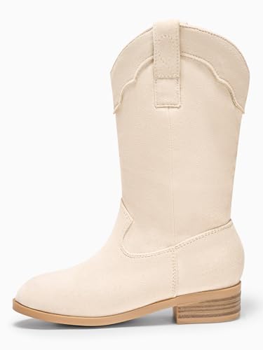 Coutgo Girls Cowboy Boots Unisex-Child Mid Calf Cowgirl Boots Western Riding Shoes4