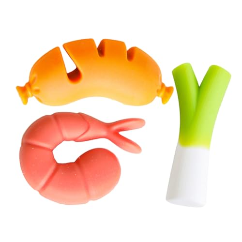 Warmhm 3pcs Silicone Pot Lid Holder and Spill Prevention Tool Sausage, Scallion, and Shrimp Designs, Pot Edge Clip Riser for Kitchen Boil-over Protection and Cooking Support