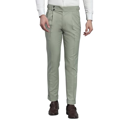 Image of Gurkha Pants for Men | Trouser for Men | Formal Pant | Double Button | Regular Fit Trouser High Waist Pleated Casual Trousers | Straight Leg Pants for Office Smart Casual Travel Party