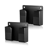 FdcLixuvol 2 Pcs Wall Mount Phone Holder Phone Stand with Self Adhesive Remote Control Storage Box with Data Cable Receiving Hole Non Slip Charger Stand Holder for Kitchen Bedroom Bathroom