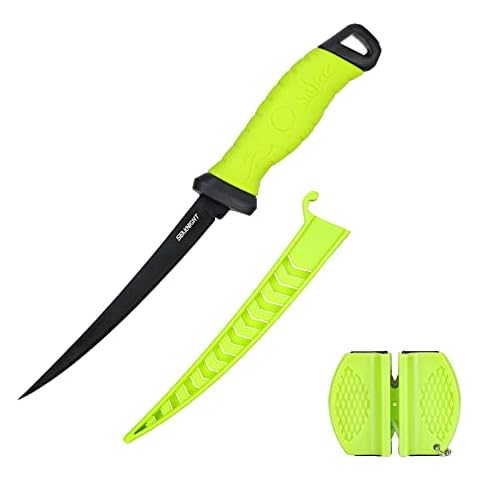 Seaknight Fishing Fillet Knife, 7Inches Professional Fishing Knives Set, Stainless Steel Blade with Corrosion Resistant Coating,Non-Slip Handles & ABS Protective Bait Knives Cover