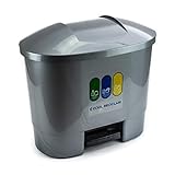 【Orgánico, vidrio y papel】3 compartimentos - Dos cubículos de unos 18 litros (aprox) y una bolsa central.