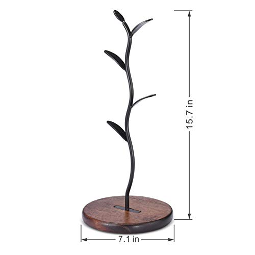 Allcener Mug Holder, Countertop Mug Tree, Coffee Mugs & Tea Cup Storage Rack, Coffee Counter Bar Accessory & Kitchen Organizer, Black (Single Row) #TOP5