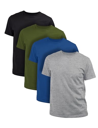 Basic Treasure 4-Pack T-Shirts für Herren 100% Baumwolle, T-Shirt Männer, Tshirt Herren - M, L, XL, 2XL oder 3XL (DE/NL/SE/PL, Alphanumerisch, XL, Regular, Regular, Schwarz, Grau, Blau, und Grün)